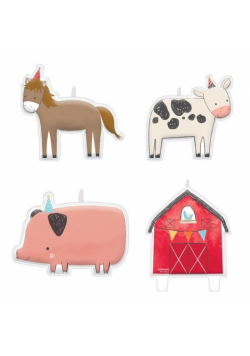 Świeczki figurki Barnyard Birthday 4szt.