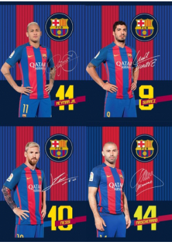 Zeszyt A5 w trzy linie 16 kartek FC Barcelona 20 sztuk mix
