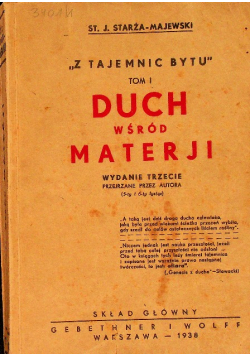 Duch wśród materji Tom I 1938 r.