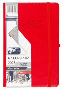 Kalendarz 2025 Jazz A5 dzienny czerwony