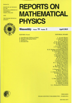 Reports on Mathematical Physics 75/2 2015 Pergamon