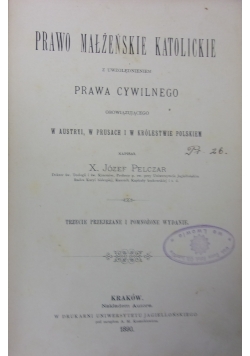 Prawo małżeńskie katolickie , 1890r.