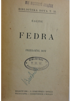 Racine Fedra, 1920 r.