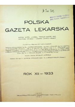 Polska gazeta lekarska Rok XII nr 1 do 52 1933