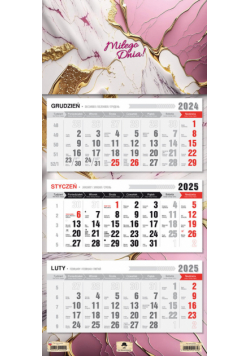 Kalendarz 2025 trójdzielny Glamour Pink KT1–V.79