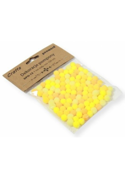 Dekoracje pompony 1cm mix żółty 120szt