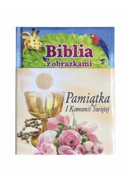 Biblia z obrazkami różowa Pamiątka I komunii świętej