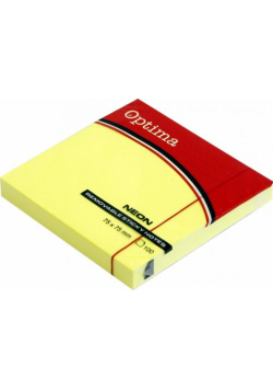 Karteczki samoprzylepne 75x75 mm żółte Optima