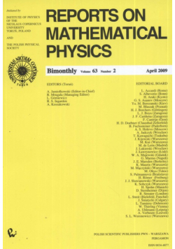 Reports on Mathematical Physics 63/2 2009