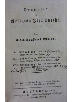 Dogmatit der Religion Jesu Chrifti,1831r.
