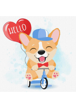 Malowanie po numerach - Wesoły corgi 30x30cm