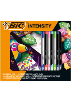 Zestaw piśmienniczy notes + cienkopisy 8 kolorów BIC Intensity