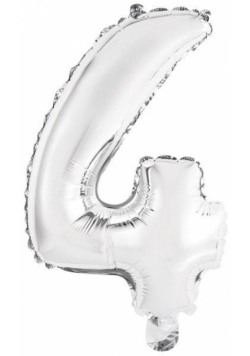 Balon foliowy mini cyfra 4 srebrna 32x40cm