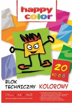 Blok techniczny kolorowy A4 20 arkuszy 20 sztuk