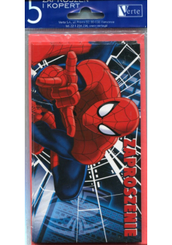 Zaproszenie z kopertą Spider-Man Marvel 5 sztuk