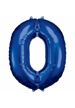 Balon foliowy cyfra 0 niebieska 70x86cm