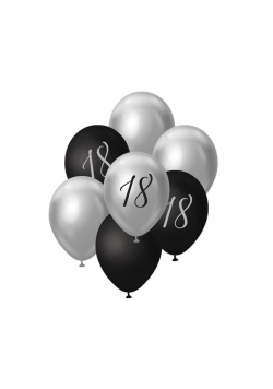 Balony B&C bukiet srebrno-czarny 45cm 7szt