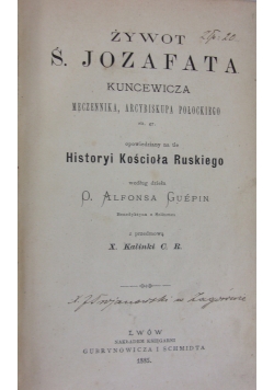 Żywot Ś. Jozafata, 1885r.