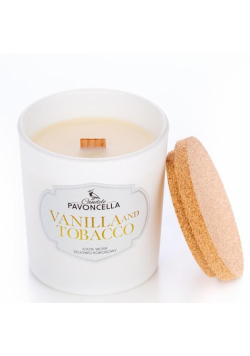 Świeczka sojowa Vanilla and Tabacco biała 135g