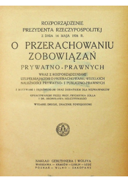 O Przerachowaniu Zobowiązań Prywatno - Prawnych 1925  r.