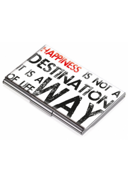 Etui na wizytówki TROIKA HAPPINESS IS A WAY - chromowany metal z designerskim wzorem, na 11 wizytówek
