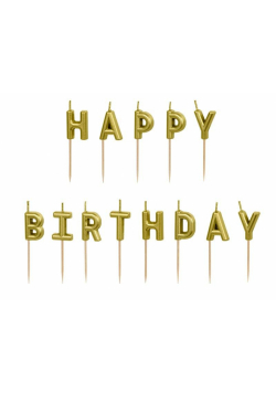 Świeczki urodzinowe Happy Birthday złoty 13szt