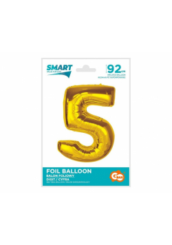 Balon foliowy Smart cyfra 5 złota 92cm