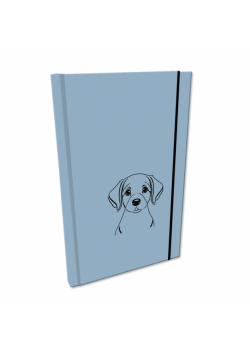 Notes A5 gładki z gumką Soft Touch lakier UV pies labrador niebieski