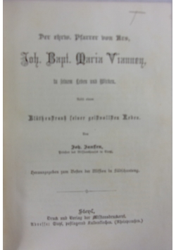 Der ehrw. Pfarrer von Urs, 1886r.