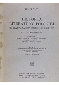 Historja literatury polskiej, t. I, 1925 r.