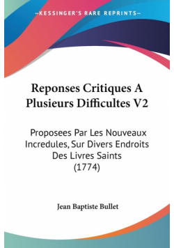 Reponses Critiques A Plusieurs Difficultes V2