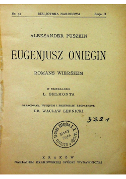 Eugeniusz Oniegin 1925 r.