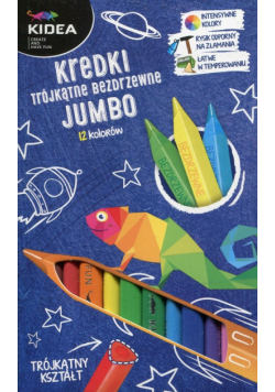 Kredki trójkątne Jumbo bezdrzewne 12 kolorów