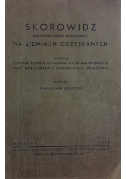 Skorowidz ustalonych nazw miejscowości, 1948r.