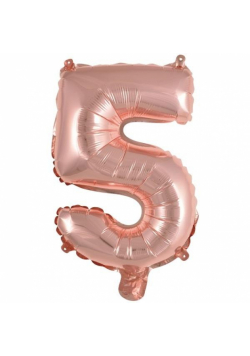 Balon foliowy mini cyfra 5 różowe złoto 25,5x40cm