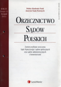 Orzecznictwo Sądów Polskich 11/2011  1027350