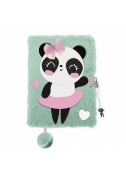 Pamiętnik A5 Włochacz z kłódką 3D My Little Friend Panda Ballerina 96 k.