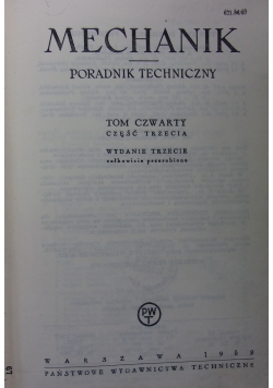Mechanik. Poradnik techniczny tom IV cześć 3