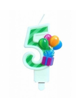 Świeczka urodzinowa 5 z balonami