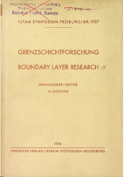 Grenzschichtforschung Boundary Layer Research