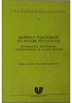Materiały pomocnicze do historii psychologii