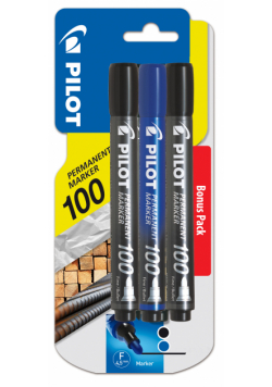 Marker permanentny sca 100 czarny x2+niebieski x1 Pilot