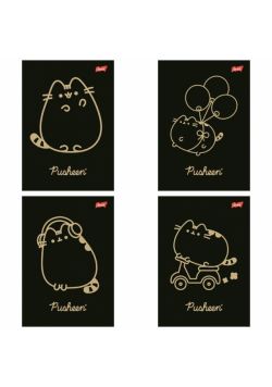 Paczka Zeszyt A5 60 k. kratka Pusheen Gold mix wzorów 10 szt.