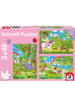 Puzzle 3x48 Księżniczki w ogrodzie