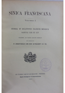 Sinica franciscana, vol 1, 1929 r.