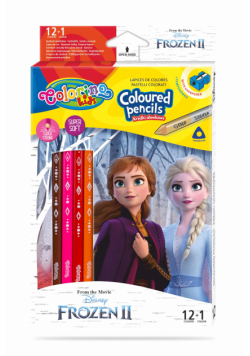 Kredki ołówkowe trójkątne Colorino Kids 13 kolorów 12 sztuk z temperówką Frozen