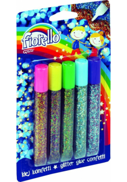 Klej z brokatem Fiorello confetti 5 kolorów