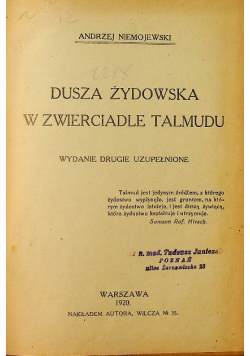 Dusza żydowska w zwierciadle Talmudu 1920 r.
