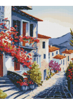 Diamentowa mozaika - Miasto u podnóża gór 40x50cm
