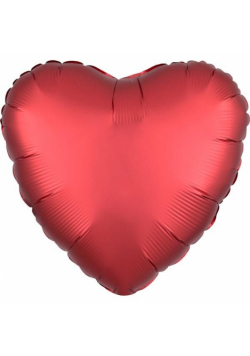 Balon foliowy Silk Lustre Dark czerwony serce 43cm